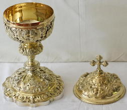 Antique French solid silver gilt Baroque Ciborium